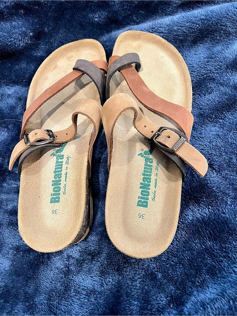Bionatura Multi Color Nubuck Strappy Sandals. EU 36